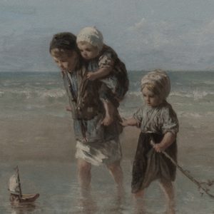 Deco bordje 2 kinderen van de zee met ophangkoord