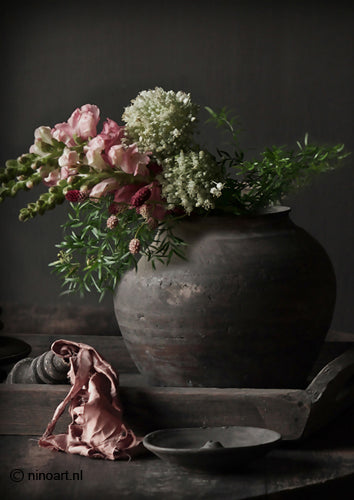 Dilite bord grijze pot bloemen in 4 afmetingen